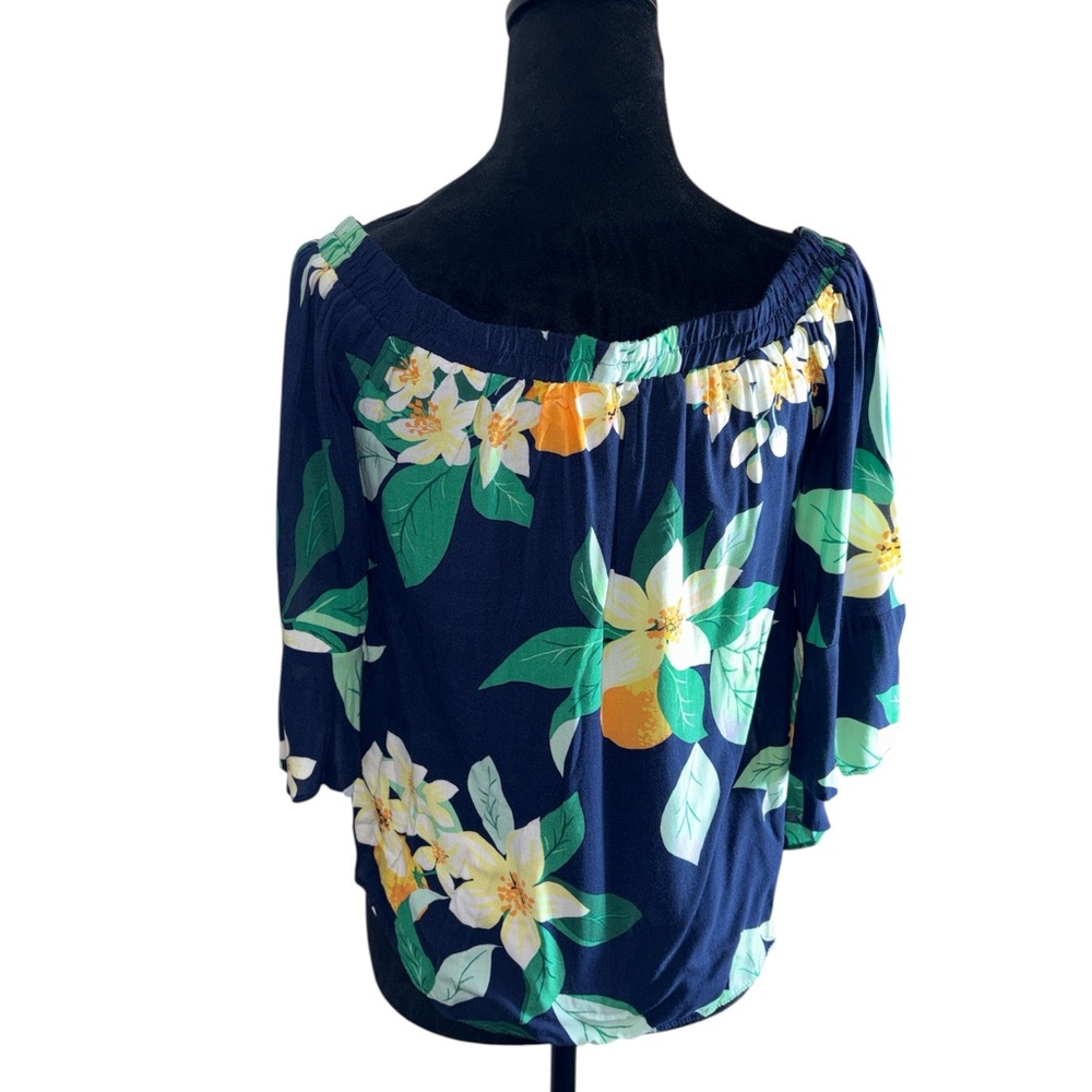 Old Navy Off the Shoulder Blue Floral Print Top Size X-Small